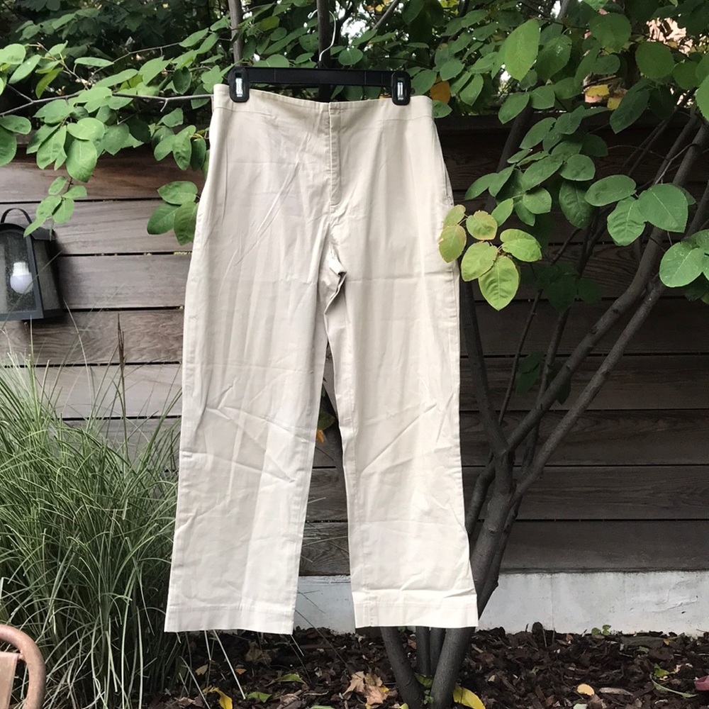 Stretch cropped pant in beige